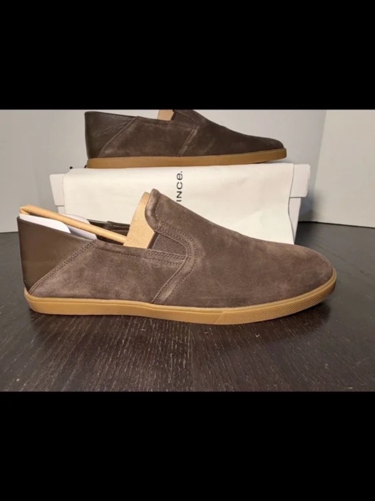 Vince Sanders Suede Leather Slip On Convertible Sneaker Brown/Gum Eu 44/Us 10